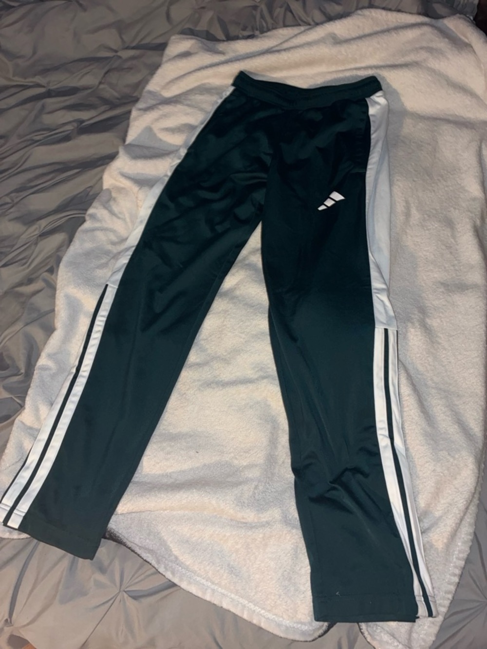 adidas Dark Green Track Pants with White Side Stripes